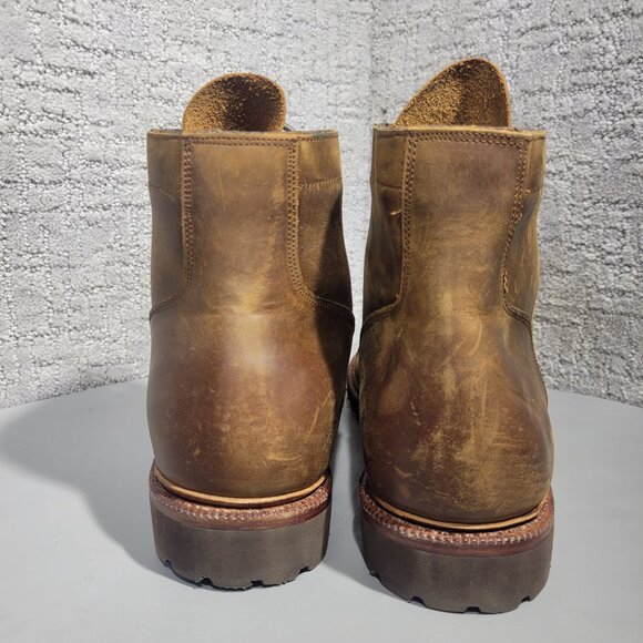 Meermin Tobacco Waxy Calf Men's Size 11 UK 12 US Brown Leather Cap Toe Boots - Picture 2 of 9